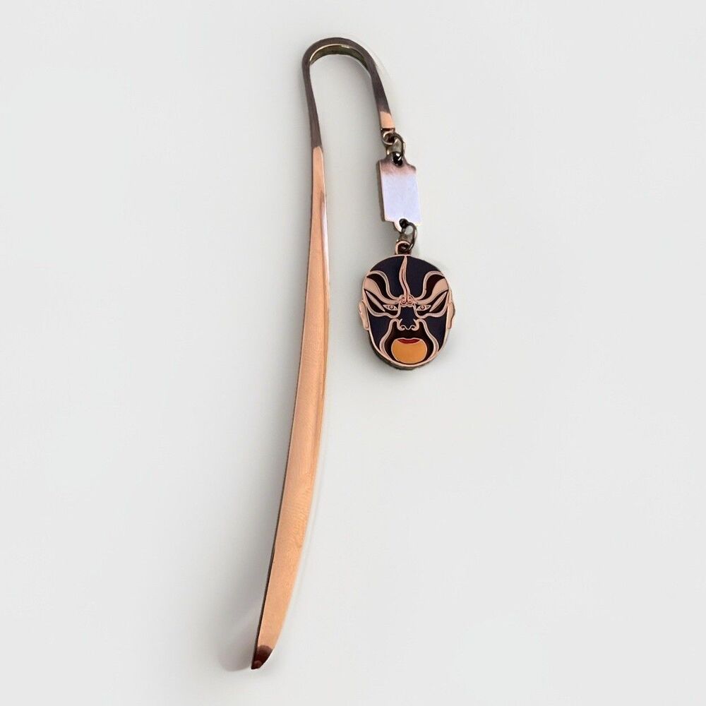 Chinese Opera Mask Bookmarker Letter Opener Metal Enamel Painted Face Mask